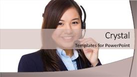  Presentation with customer service lifting the words - PPT theme enhanced with customer services representative background and a  colored foreground