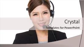  Presentation with customer service reporting - Colorful slide set enhanced with customer services representative backdrop and a lemonade colored foreground