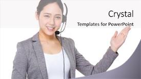  Presentation with show - Slide deck with customer services supportor and hand background and a white colored foreground