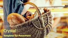  Presentation with baker kneading dough homemade bread - Cool new PPT layouts with customer shopping bread in baker backdrop and a  colored foreground