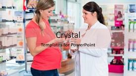  Presentation with shopping experience - Colorful PPT theme enhanced with customer shopping in pharmacy backdrop and a coral colored foreground