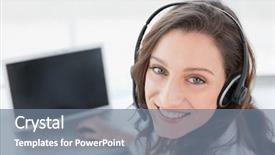  Presentation with front office - Slide deck enhanced with customer support - close up portrait background and a gray colored foreground