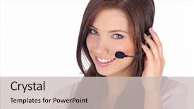  Presentation with support - Audience pleasing slides consisting of customer support girl with headset backdrop and a soft green colored foreground
