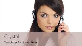  Presentation with support - Cool new PPT theme with customer support girl backdrop and a coral colored foreground