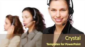  Presentation with team work - Amazing theme having customer support team during work backdrop and a tawny brown colored foreground