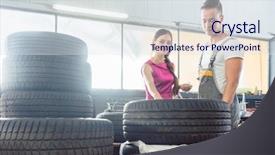  Presentation with female mechanic - Cool new slides with customer to choose from various backdrop and a sky blue colored foreground