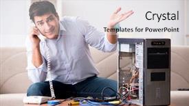  Presentation with computer repair - Audience pleasing theme consisting of customer trying to repair computer backdrop and a  colored foreground