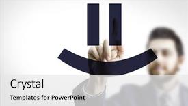  Presentation with business man climbs up to the top of 3d success stairs steps - Cool new slides with customer twitter - business man pointing to transparent backdrop and a white colored foreground