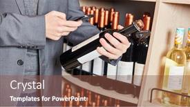  Presentation with barcode - Colorful slide deck enhanced with customer-uses-smartphone-with-barcode backdrop and a tawny brown colored foreground