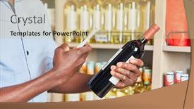  Presentation with scanner - Presentation theme enhanced with customer-uses-smartphone-with-barcode background and a soft green colored foreground