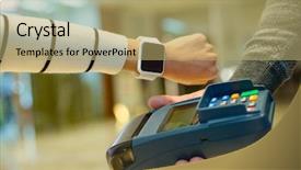  Presentation with nfc technology - Presentation theme enhanced with customer using smart watch background and a coral colored foreground