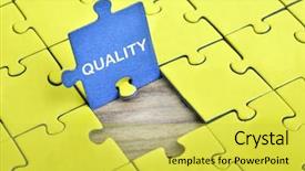  Presentation with quality management - Presentation enhanced with customer value management - puzzle pieces with word quality background and a yellow colored foreground
