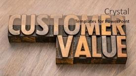  Presentation with business value - Slide deck with customer-value-word-abstract and a coral colored foreground