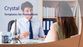  Presentation with travel - Amazing PPT layouts having customer visiting travel agency backdrop and a sky blue colored foreground