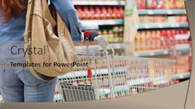  Presentation with supermarket trolley - Presentation theme enhanced with customer-walking-around-the-supermarket background and a coral colored foreground