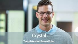  Presentation with customer loyalty - Colorful slide set enhanced with customer wearing spectacles in optical backdrop and a light blue colored foreground