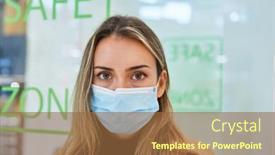  Presentation with covid - Beautiful theme featuring customer-with-face-mask-during backdrop and a tawny brown colored foreground