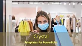  Presentation with boutique - Audience pleasing theme consisting of customer-with-face-mask backdrop and a tawny brown colored foreground