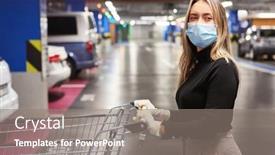  Presentation with face mask - PPT layouts with customer-with-face-mask background and a gray colored foreground