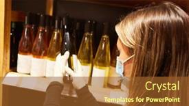  Presentation with covid - Colorful slide deck enhanced with customer-with-face-mask backdrop and a tawny brown colored foreground