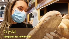  Presentation with pandemic bread - Beautiful PPT layouts featuring customer-with-face-mask backdrop and a tawny brown colored foreground
