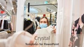  Presentation with boutique - Beautiful slides featuring customer-with-face-mask backdrop and a soft green colored foreground