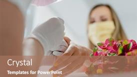  Presentation with nail art - Amazing presentation theme having customer-woman-in-nail-art backdrop and a coral colored foreground