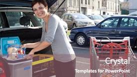  Presentation with car park - Slides featuring customer-woman-loading-car background and a violet colored foreground