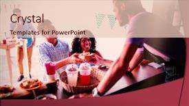  Presentation with food truck - Amazing presentation design having customers at food truck backdrop and a lemonade colored foreground