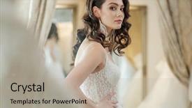  Presentation with bride and groom at wedding - Audience pleasing slide deck consisting of customers event - beautifu bride choosing wedding dress backdrop and a light gray colored foreground