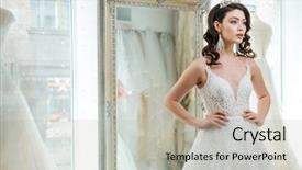  Presentation with bride and groom at wedding - Slide deck having customers event - beautifu bride choosing wedding dress background and a light gray colored foreground