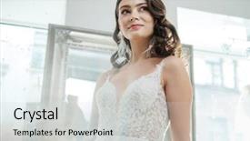  Presentation with bride and groom at wedding - Audience pleasing PPT theme consisting of customers event - beautifu bride choosing wedding dress backdrop and a light gray colored foreground