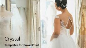  Presentation with bride and groom at wedding - PPT theme enhanced with customers event - beautifu bride choosing wedding dress background and a light gray colored foreground