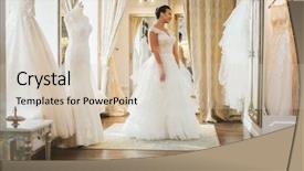  Presentation with bride and groom at wedding - Beautiful presentation design featuring customers event - beautifu bride choosing wedding dress backdrop and a soft green colored foreground