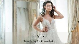  Presentation with wedding - Colorful slide set enhanced with customers event - beautiful bride choosing wedding dress backdrop and a light gray colored foreground