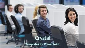  Presentation with young business people - Amazing theme having customers in a call center backdrop and a tawny brown colored foreground