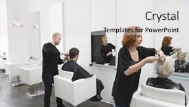  Presentation with beauty salon men - Slides having wellness - her neck with pleasure background and a light gray colored foreground.