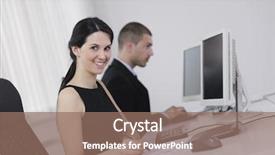  Presentation with support group online - Slide set consisting of customers manager giving training background and a coral colored foreground