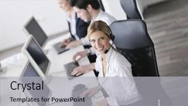  Presentation with support group online - Audience pleasing PPT layouts consisting of customers manager giving training backdrop and a light gray colored foreground
