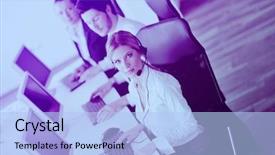  Presentation with help desk - Audience pleasing PPT layouts consisting of customers manager giving training backdrop and a light blue colored foreground