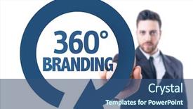  Presentation with branding - Presentation design enhanced with customers perception - business man pointing the text background and a ocean colored foreground