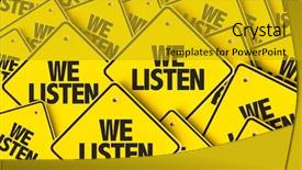  Presentation with perception - Audience pleasing PPT layouts consisting of customers perception - we listen backdrop and a gold colored foreground