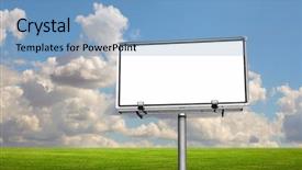  Presentation with blue sky - Presentation design enhanced with clear big board - empty billboard in a field background and a light blue colored foreground