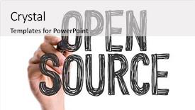  Presentation with marker - Amazing PPT theme having sources - hand with marker writing open backdrop and a light gray colored foreground