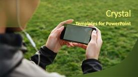  Presentation with runner - Audience pleasing slides consisting of autumn park using her phone backdrop and a  colored foreground