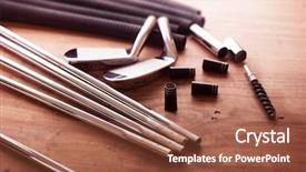  Presentation with club - PPT theme with customize build - golf club making golf club background and a tawny brown colored foreground