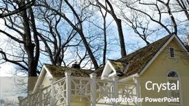  Presentation with build - Colorful presentation theme enhanced with customize build - yellow house with white balcony backdrop and a  colored foreground