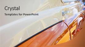  Presentation with auto - Audience pleasing theme consisting of customized cars - part of retro auto close-up backdrop and a light gray colored foreground
