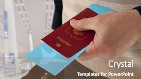  Presentation with quality assurance quality control - Presentation design enhanced with customs control passport and ticket background and a coral colored foreground