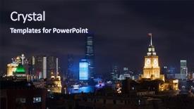  Presentation with shanghai - PPT theme featuring customs office - shanghai - river illuminated skyscrapers background and a wine colored foreground